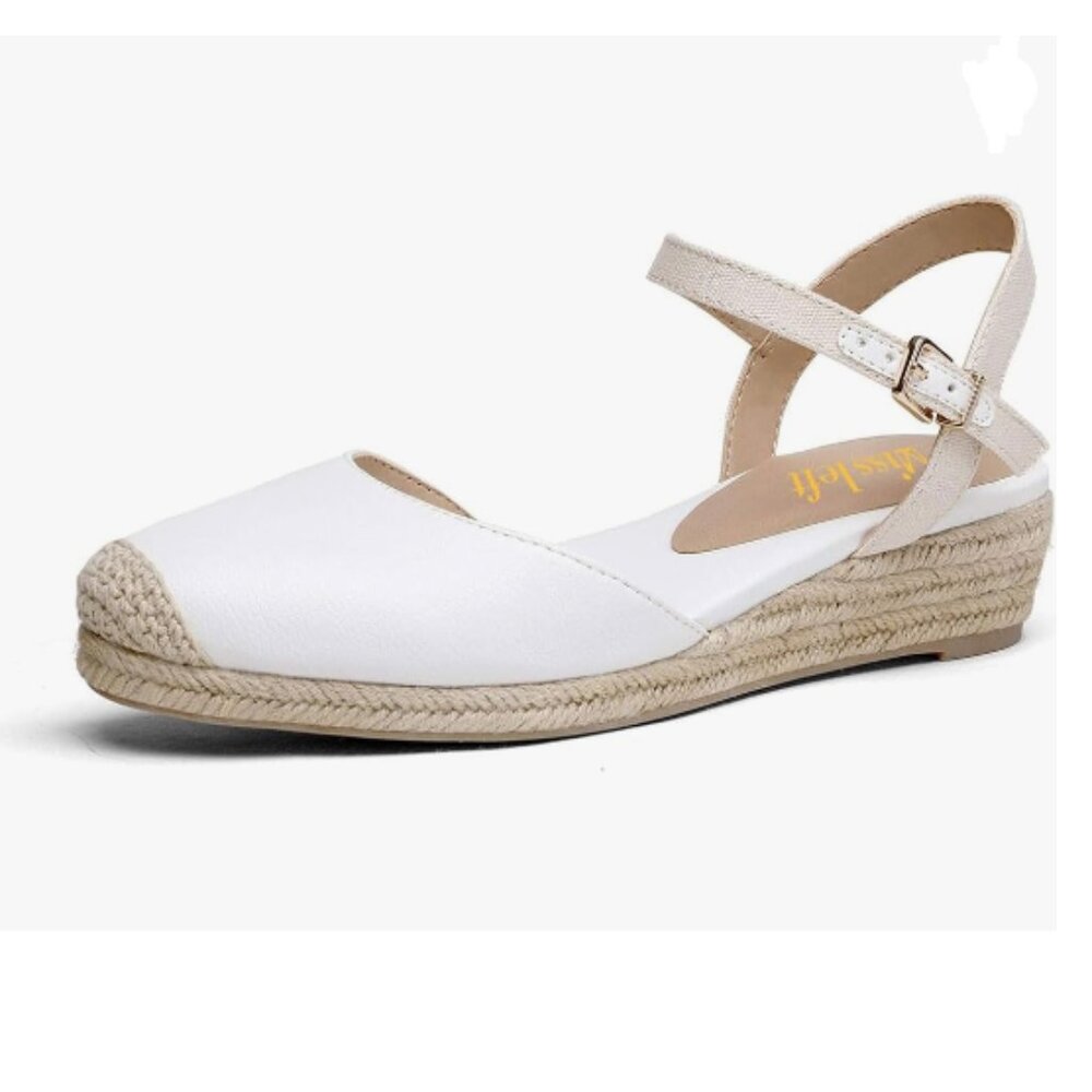 Miss Left White Platform Round Toe Espadrille San… - image 1